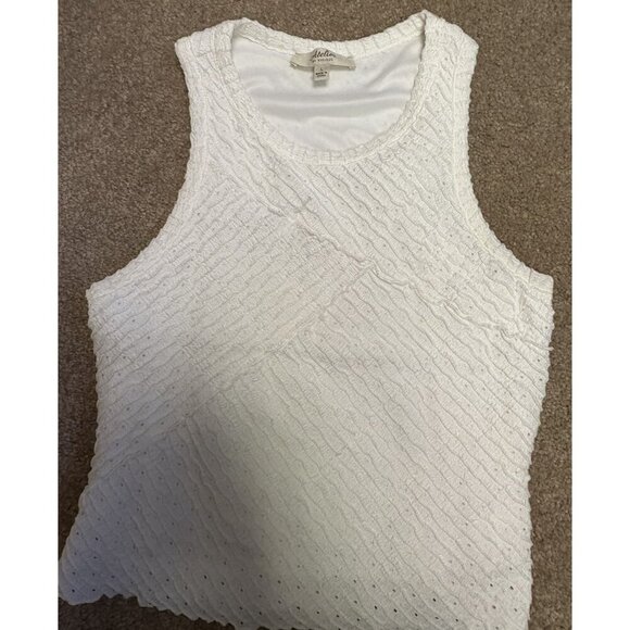 Atelier Tops - Atelier by Kirious White Textured Sleeveless Top Size Large Lined Stretch Tank